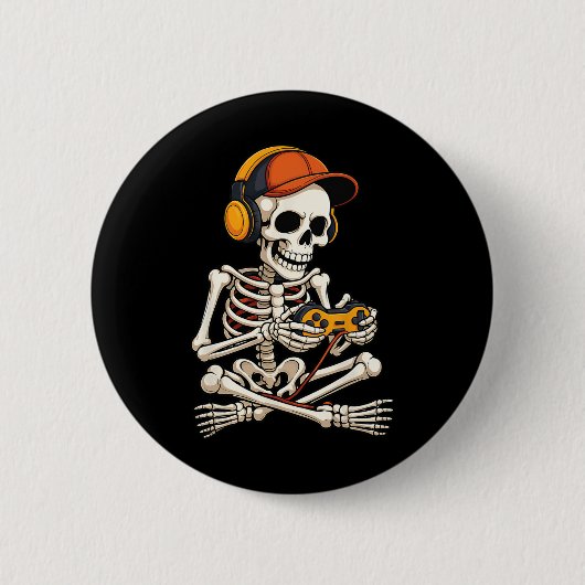 Funny Skeleton Video Game Halloween Gaming Gamer B Button (Vorderseite)