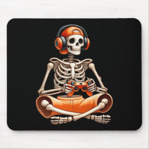 Funny Skeleton Video Game Halloween Gaming Gamer B Mousepad