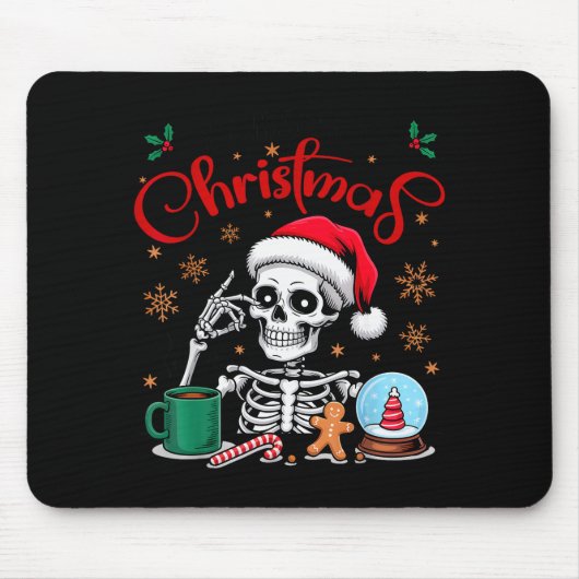 Funny Skeleton Waiting For Christmas Kids Men Wome Mousepad (Vorne)