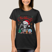 Funny Skeleton Waiting For Christmas Kids Men Wome T-Shirt (Vorderseite)