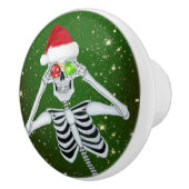 Funny skeleton Weihnachtsmannmütze Ornament Gold S Keramikknauf (Rechts)