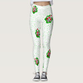 Funny Skeleton Weihnachtsmannmütze Rot Grüne Punkt Leggings (Vorderseite)