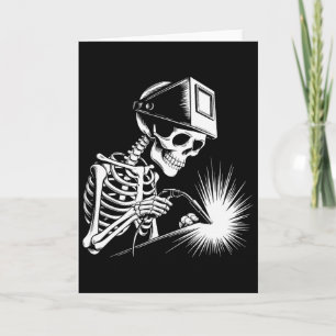 Funny Skeleton Welding Liebhaber Spooky Halloween Karte