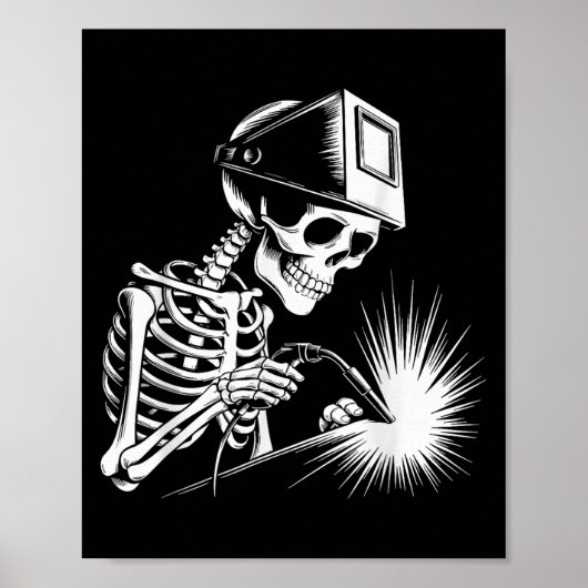 Funny Skeleton Welding Liebhaber Spooky Halloween Poster (Vorne)