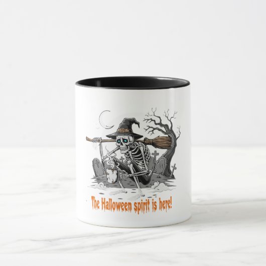 Funny Skeleton Witch Drinking Coffee | Spooky Hall Tasse (Zentrum)