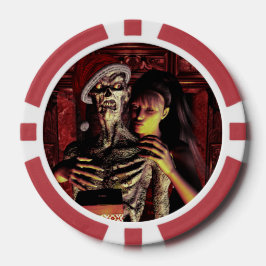 Funny skeleton with woman pokerchips