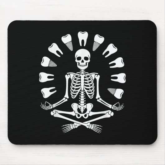 Funny Skeleton Yoga Dentist Tooth Zahnarzthygienis Mousepad (Vorne)