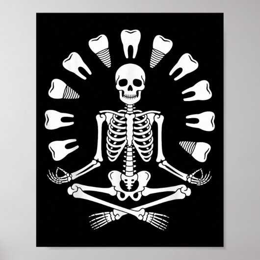 Funny Skeleton Yoga Dentist Tooth Zahnarzthygienis Poster (Vorne)