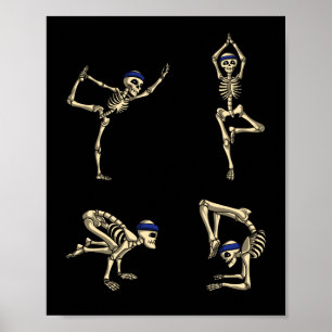 Funny Skeleton Yoga Workout Posen Halloween Poster