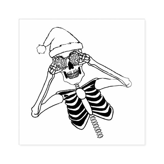 Funny Skeleton Zeichnend Holding-Ziern Weihnachtsm Gummistempel (Prägung)