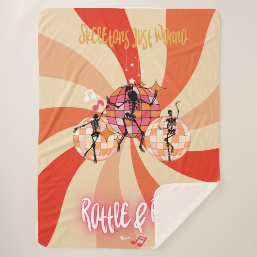 Funny Skeletons Just Wanna Rattle&Roll Sherpadecke (Vorderseite)