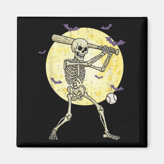 Funny Skelett Baseball Funny Halloween Me Magnet (Vorne)