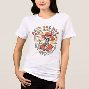Funny Skelett "Have the Day you Deserve" Retro T- Tri-Blend Shirt