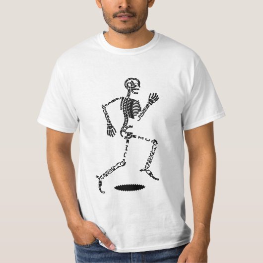Funny Skelett mit Worten T-Shirt (Vorderseite)