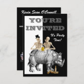 Funny Skelett und Rhino Einladung (Vorne/Hinten)