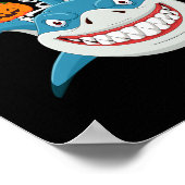 Funny Skeletter Riding Shark Jack O'lantern Pumpki Poster (Ecke)