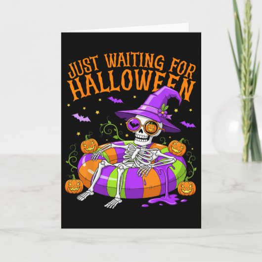 Funny Skeletts Float gerade Gewartet zu Halloween Karte (Vorderseite)