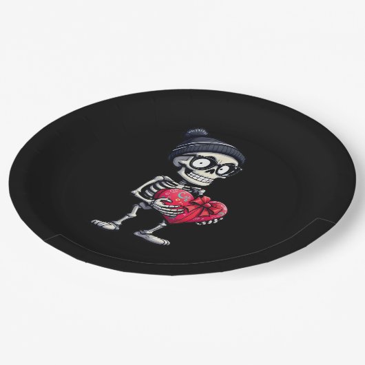 Funny Skeletts Men Skeleton Herzrhythmusstörungen Pappteller (Schrägansicht)