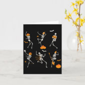 Funny Skeletts tanzend Challenge Halloween Karte (Gelbe Blume)