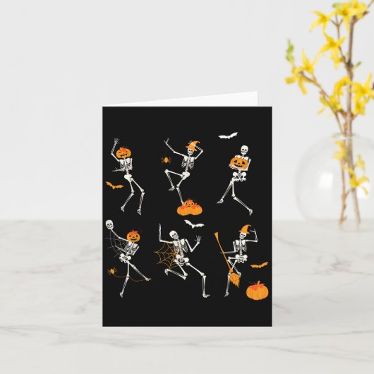 Funny Skeletts tanzend Challenge Halloween Karte (Gelbe Blume)