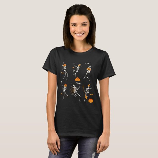 Funny Skeletts tanzend Challenge Halloween T-Shirt (Vorne ganz)