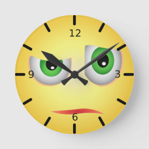 Funny Skeptic Emoji Face Runde Wanduhr