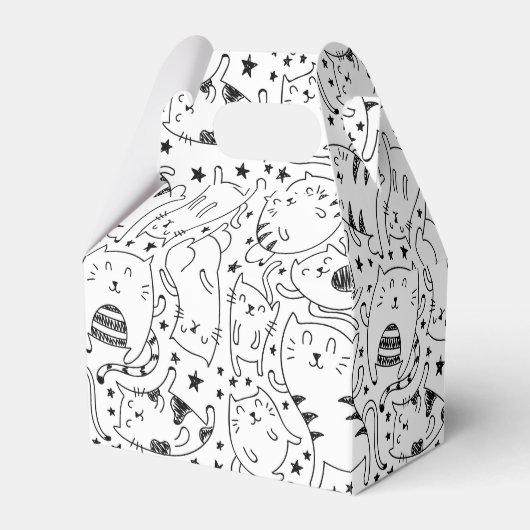 Funny sketchy tanzende Katzen Illustrationsmuster Geschenkschachtel (Vorderseite)