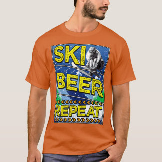 Funny Ski Beer Repeat Skiing Drinking Skier 1 T-Shirt
