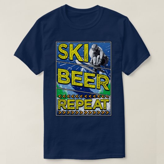 Funny Ski Beer Repeat Skiing Drinking Skier 1 T-Shirt (Design vorne)