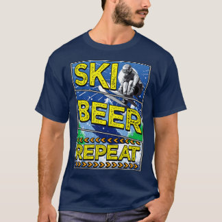 Funny Ski Beer Repeat Skiing Drinking Skier 1 T-Shirt
