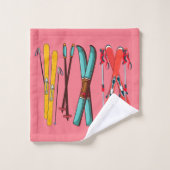 Funny Ski Colorful Ski Skier Badhandtuch Set (Waschlappen)