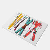 Funny Ski Colorful Ski Skier Fußmatte (Schrägansicht)