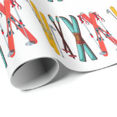 Funny Ski Colorful Ski Skier Geschenkpapier (Rolleneckpunkt)