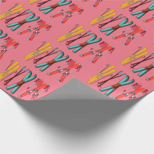 Funny Ski Colorful Ski Skier Geschenkpapier (Ecke)