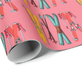 Funny Ski Colorful Ski Skier Geschenkpapier (Rolleneckpunkt)