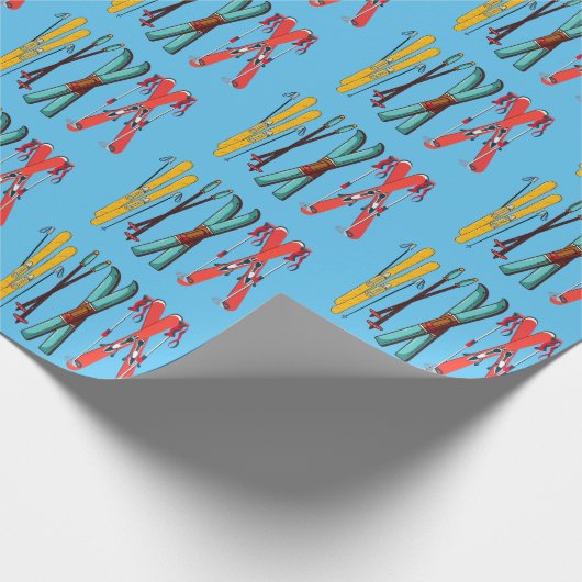Funny Ski Colorful Ski Skier Geschenkpapier (Ecke)