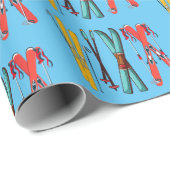 Funny Ski Colorful Ski Skier Geschenkpapier (Rolleneckpunkt)