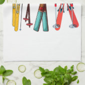 Funny Ski Colorful Ski Skier Geschirrtuch (Gefaltet)