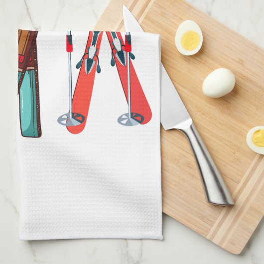 Funny Ski Colorful Ski Skier Geschirrtuch (Viertel Falte)