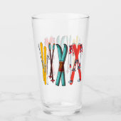 Funny Ski Colorful Ski Skier Glas (Vorderseite)