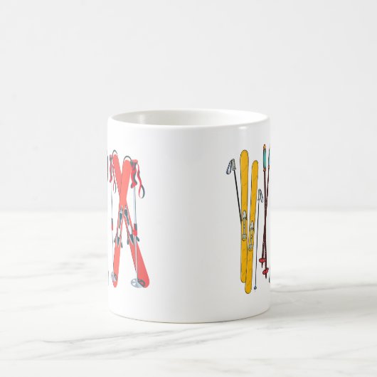 Funny Ski Colorful Ski Skier Kaffeetasse (Mittel)