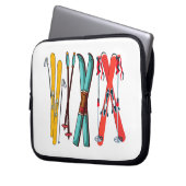Funny Ski Colorful Ski Skier Laptopschutzhülle (Vorderseite Links)