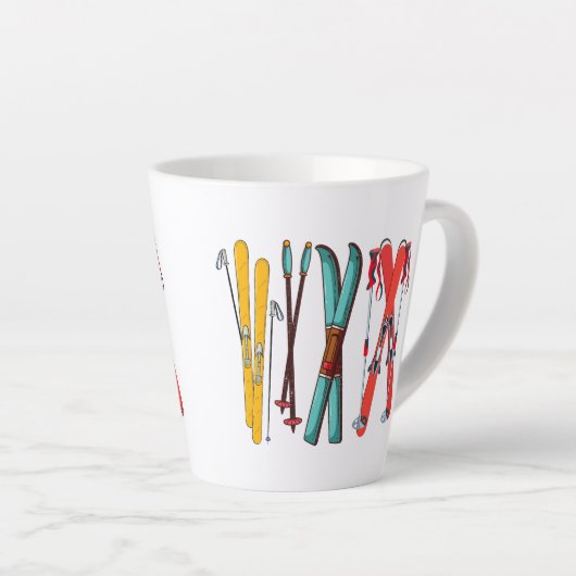 Funny Ski Colorful Ski Skier Milchtasse (Rechte Ecke)