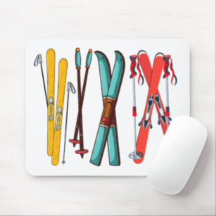 Funny Ski Colorful Ski Skier Mousepad