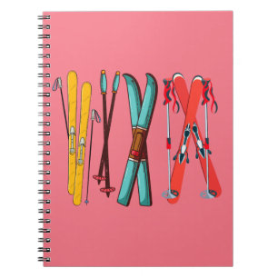 Funny Ski Colorful Ski Skier Notizblock