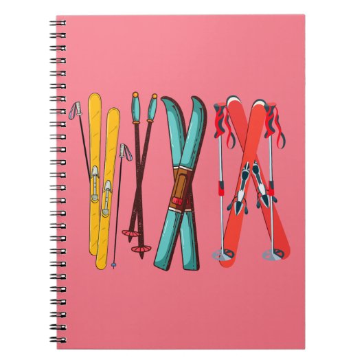 Funny Ski Colorful Ski Skier Notizblock (Vorderseite)