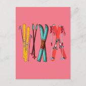 Funny Ski Colorful Ski Skier Postkarte (Vorderseite)