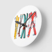 Funny Ski Colorful Ski Skier Runde Wanduhr (Winkel)