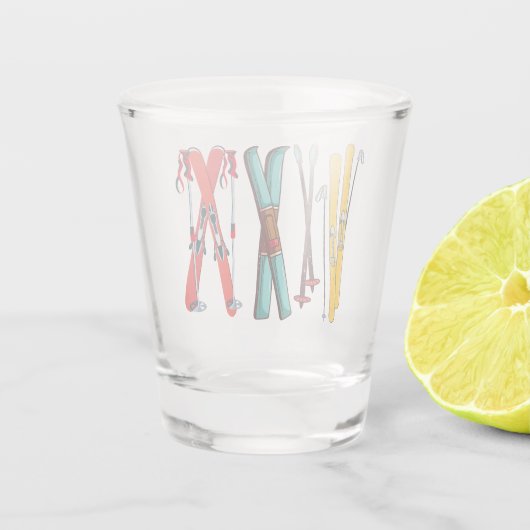 Funny Ski Colorful Ski Skier Schnapsglas (Rückseite)