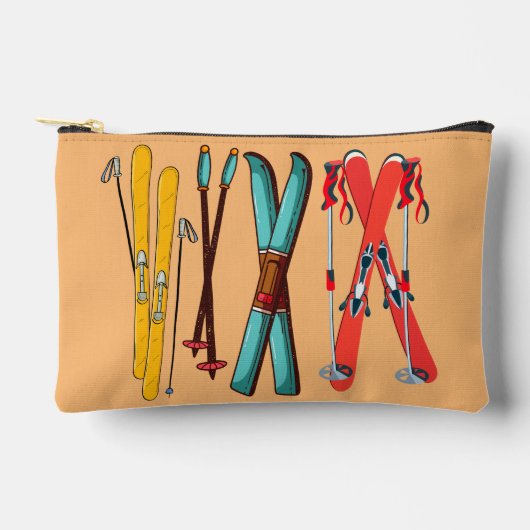 Funny Ski Colorful Ski Skier Zubehörtasche (Vorderseite)